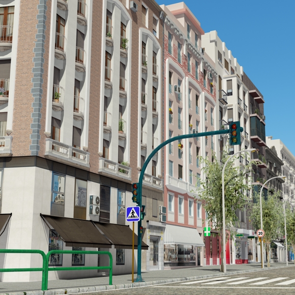 5 City Blocks Collection Low-poly 3D model_8