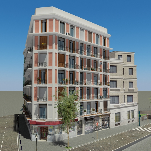 5 City Blocks Collection Low-poly 3D model_45