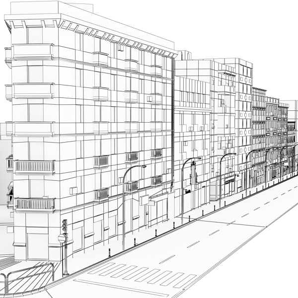 5 City Blocks Collection Low-poly 3D model_38