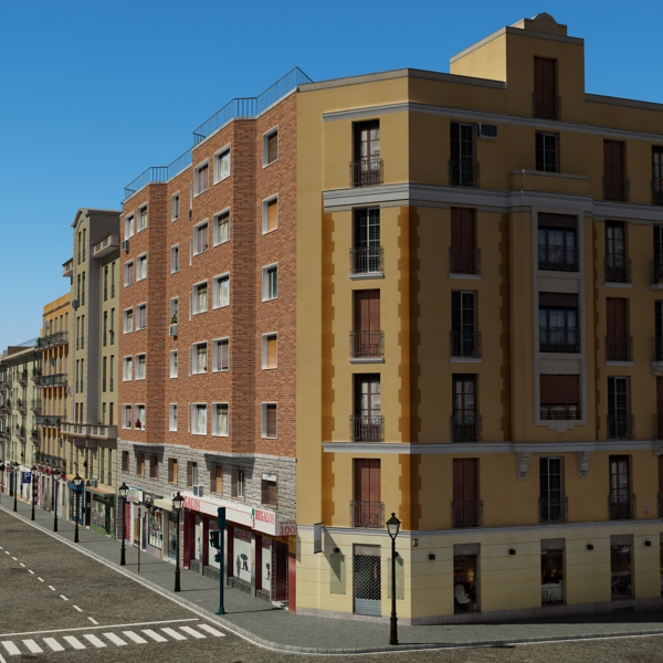 5 City Blocks Collection Low-poly 3D model_149