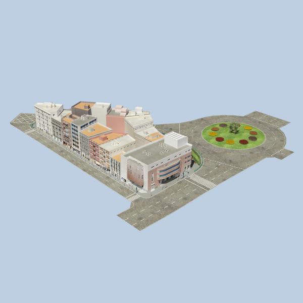 5 City Blocks Collection Low-poly 3D model_5