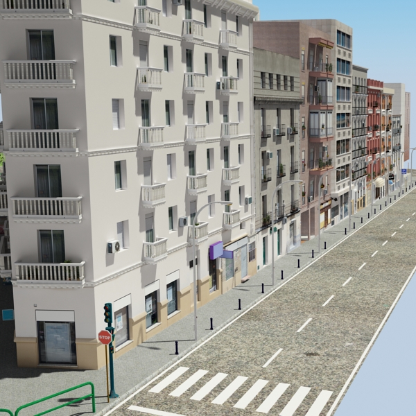 5 City Blocks Collection Low-poly 3D model_15