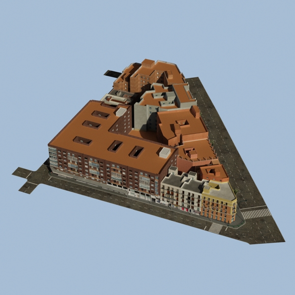 5 City Blocks Collection Low-poly 3D model_72