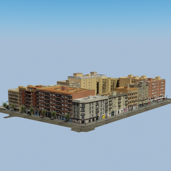 5 City Blocks Collection Low-poly 3D model_145