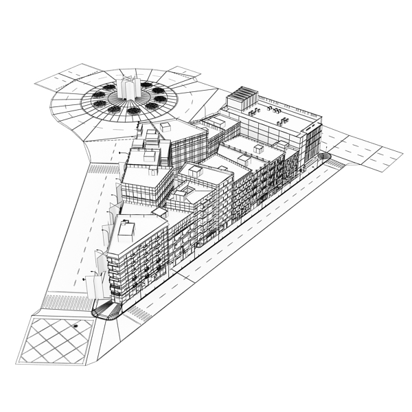 5 City Blocks Collection Low-poly 3D model_37