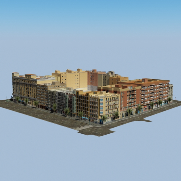 5 City Blocks Collection Low-poly 3D model_144