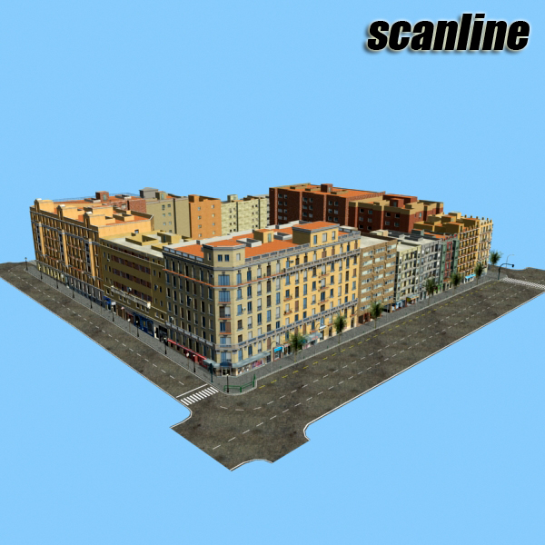 5 City Blocks Collection Low-poly 3D model_171