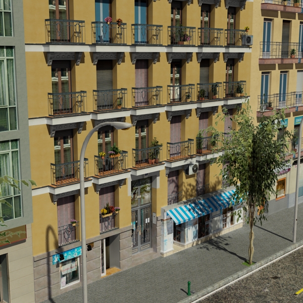 5 City Blocks Collection Low-poly 3D model_152