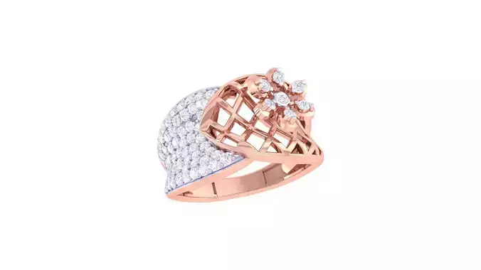 Mesh Wire High Jewelry Diamond Cocktail Ring 3dm stl obj