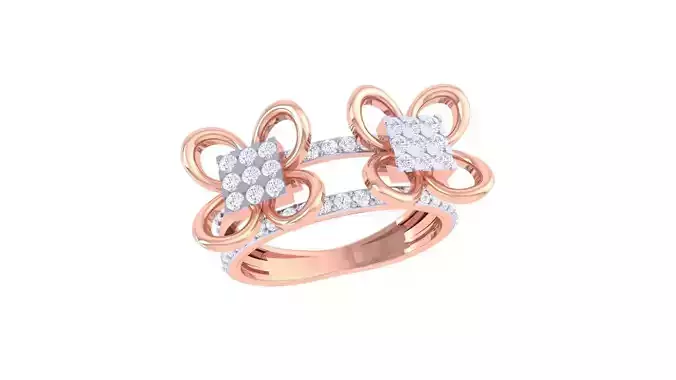 Bi Flowers High Jewelry Diamond Cocktail Ring 3dm stl obj 3D print model