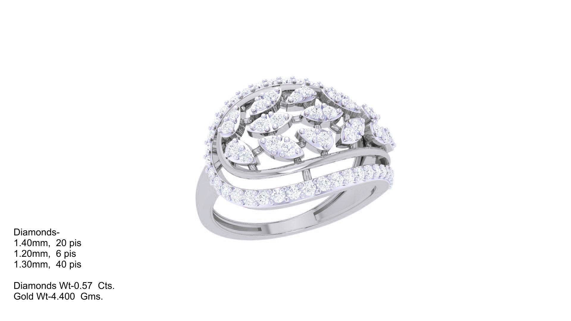 High Jewelry Diamond Cocktail Ring 3dm stl obj 3D print model_3