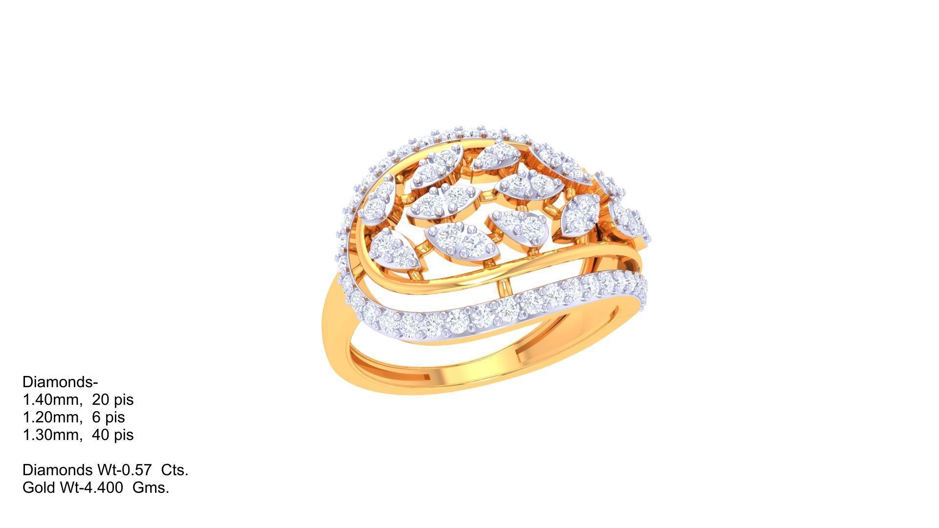 High Jewelry Diamond Cocktail Ring 3dm stl obj 3D print model_1