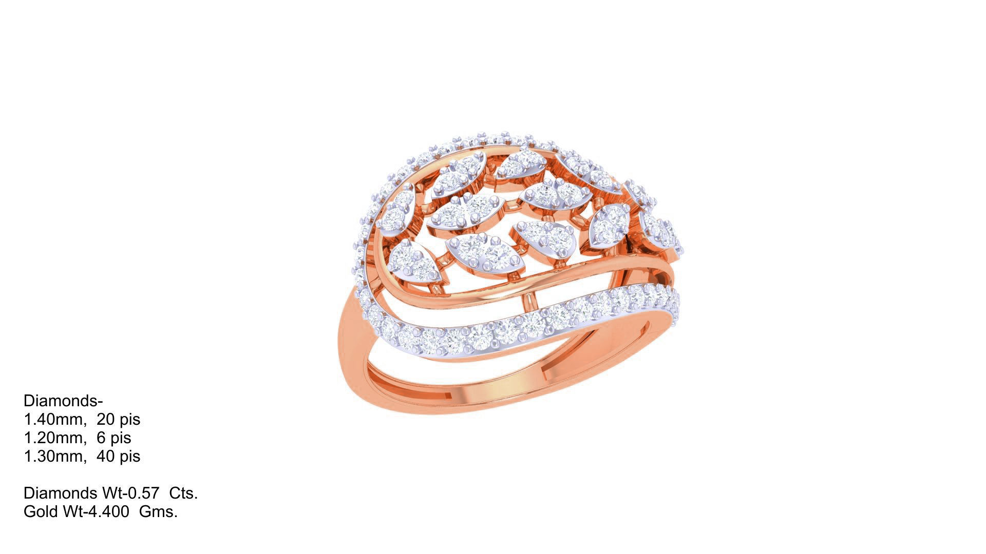 High Jewelry Diamond Cocktail Ring 3dm stl obj 3D print model_2