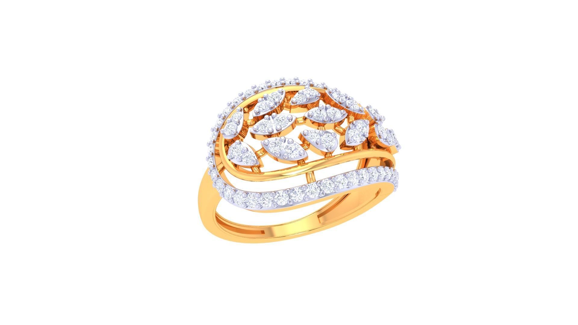 High Jewelry Diamond Cocktail Ring 3dm stl obj 3D print model_6