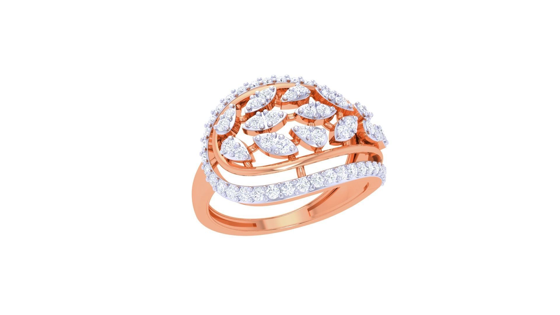 High Jewelry Diamond Cocktail Ring 3dm stl obj 3D print model_5