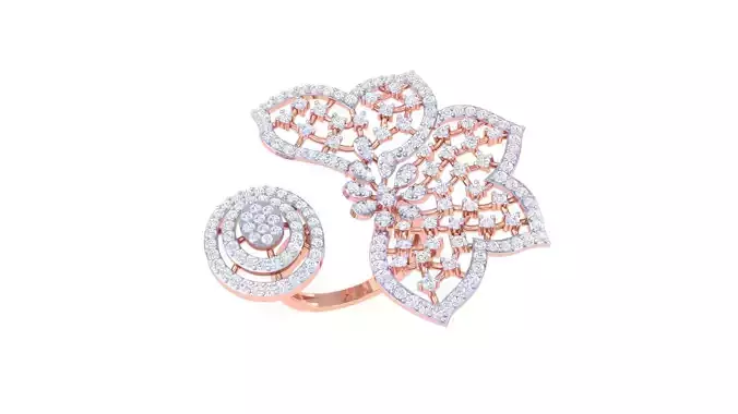 Flower High Jewelry Diamond Cocktail Ring 3dm stl obj 3D print model