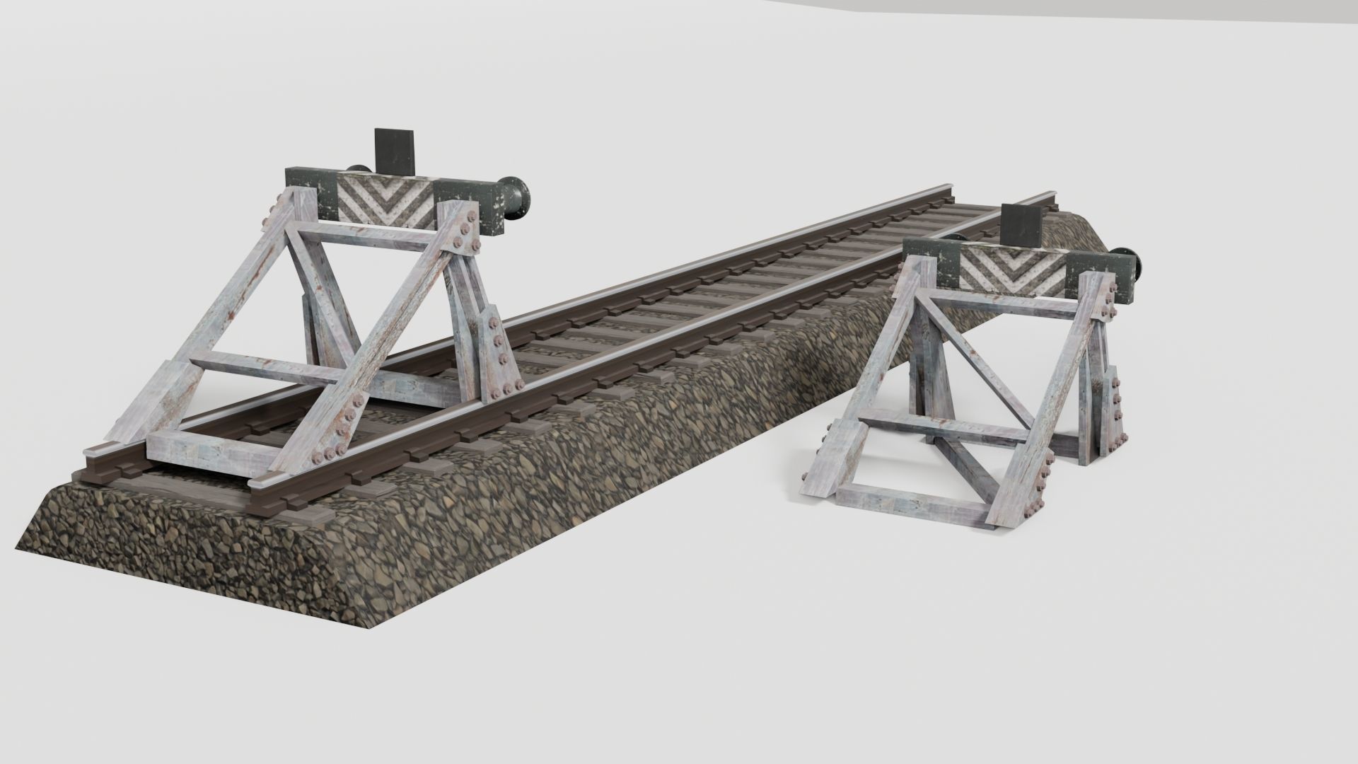 Railway buffer model Low-poly 3D model_2