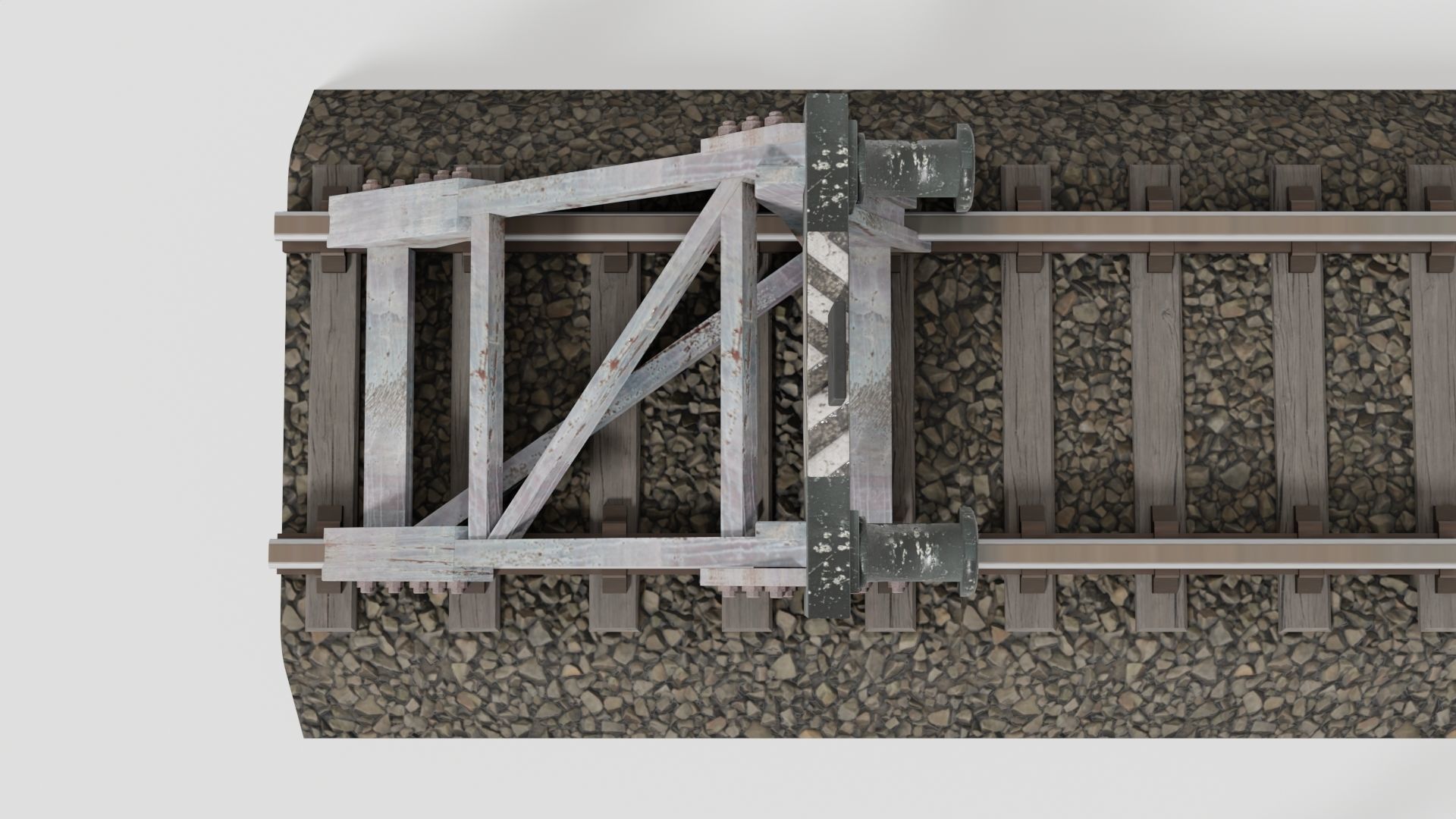 Railway buffer model Low-poly 3D model_4