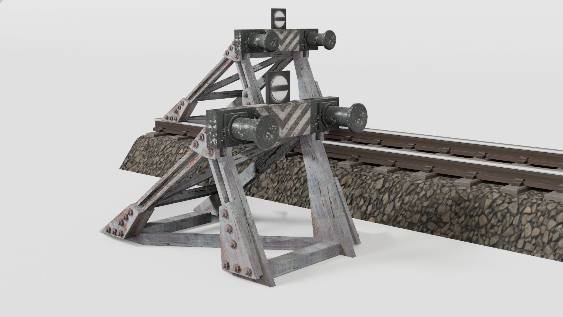 Railway buffer model Low-poly 3D model_3
