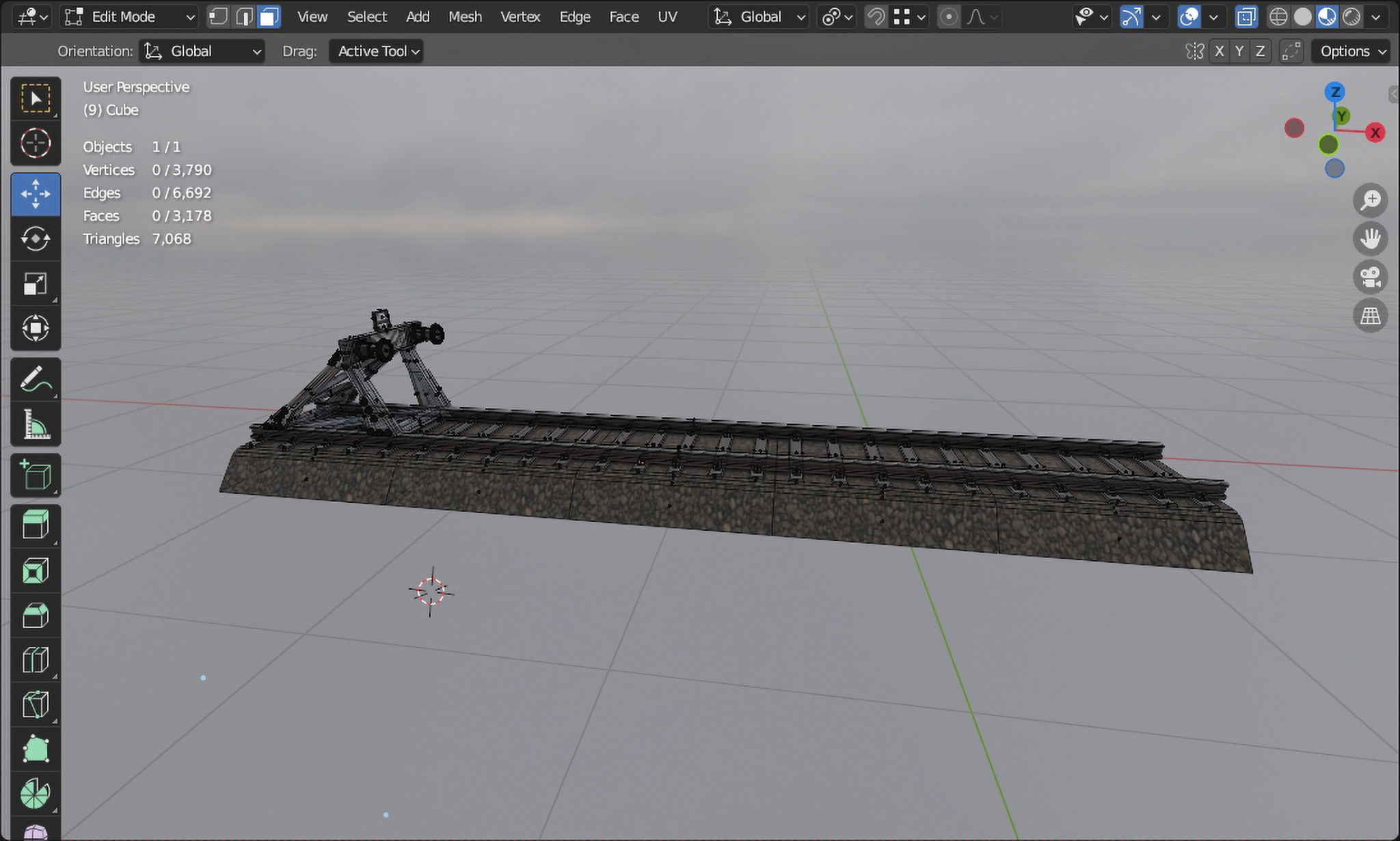 Railway buffer model Low-poly 3D model_6
