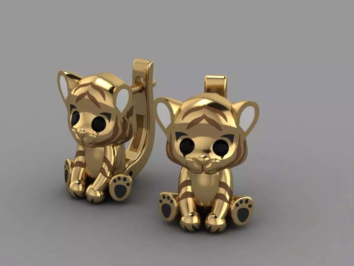 Tiger earring 3D print model_0