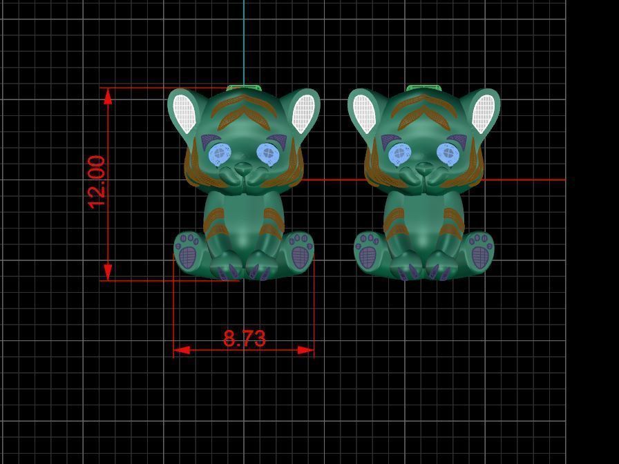 Tiger earring 3D print model_2