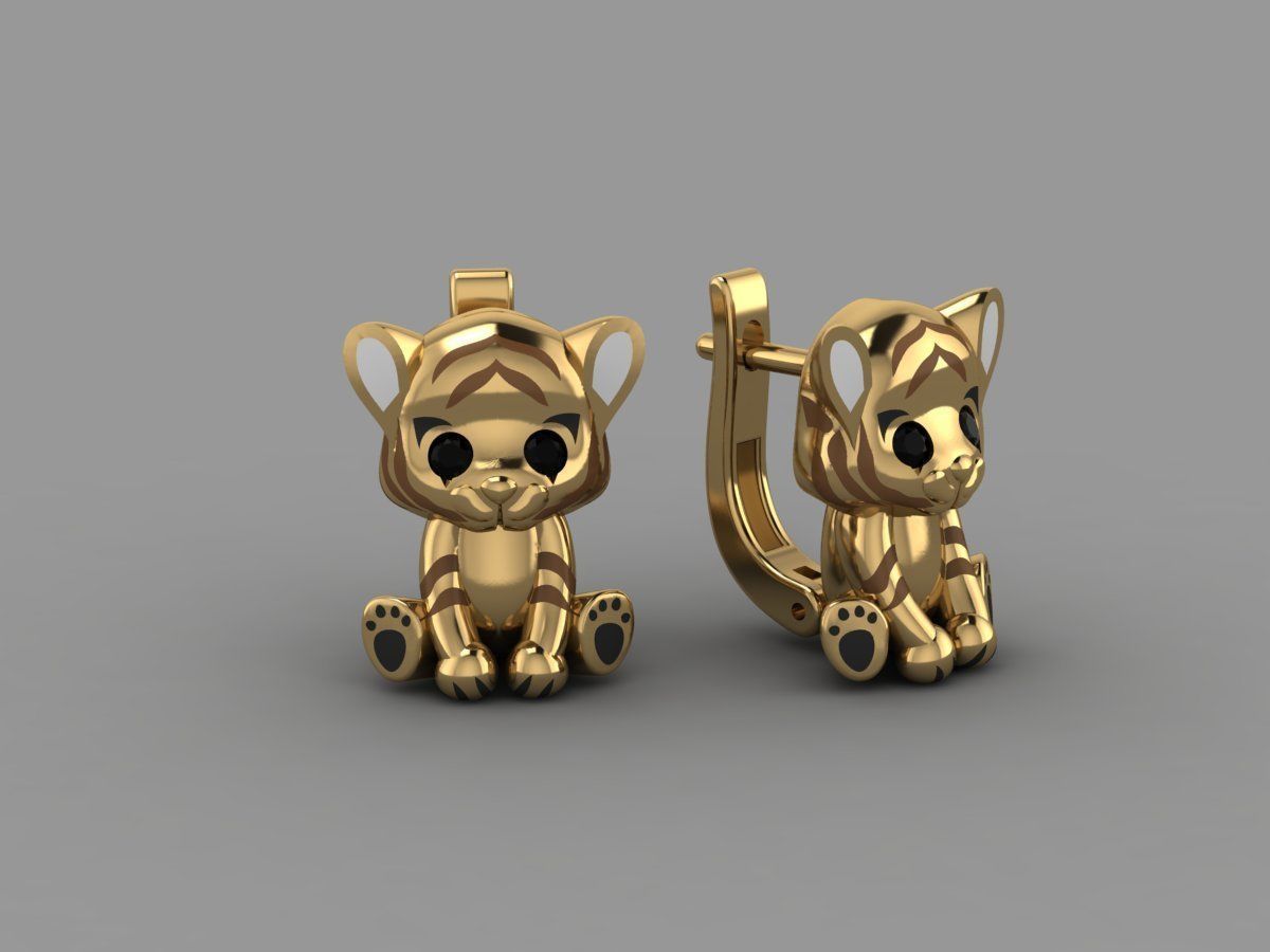 Tiger earring 3D print model_1
