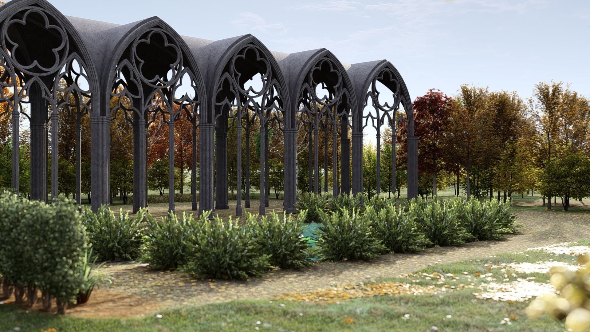 Gothic Vaulted Ceiling Kitbash - Modular Unit Architecture 3D model_9