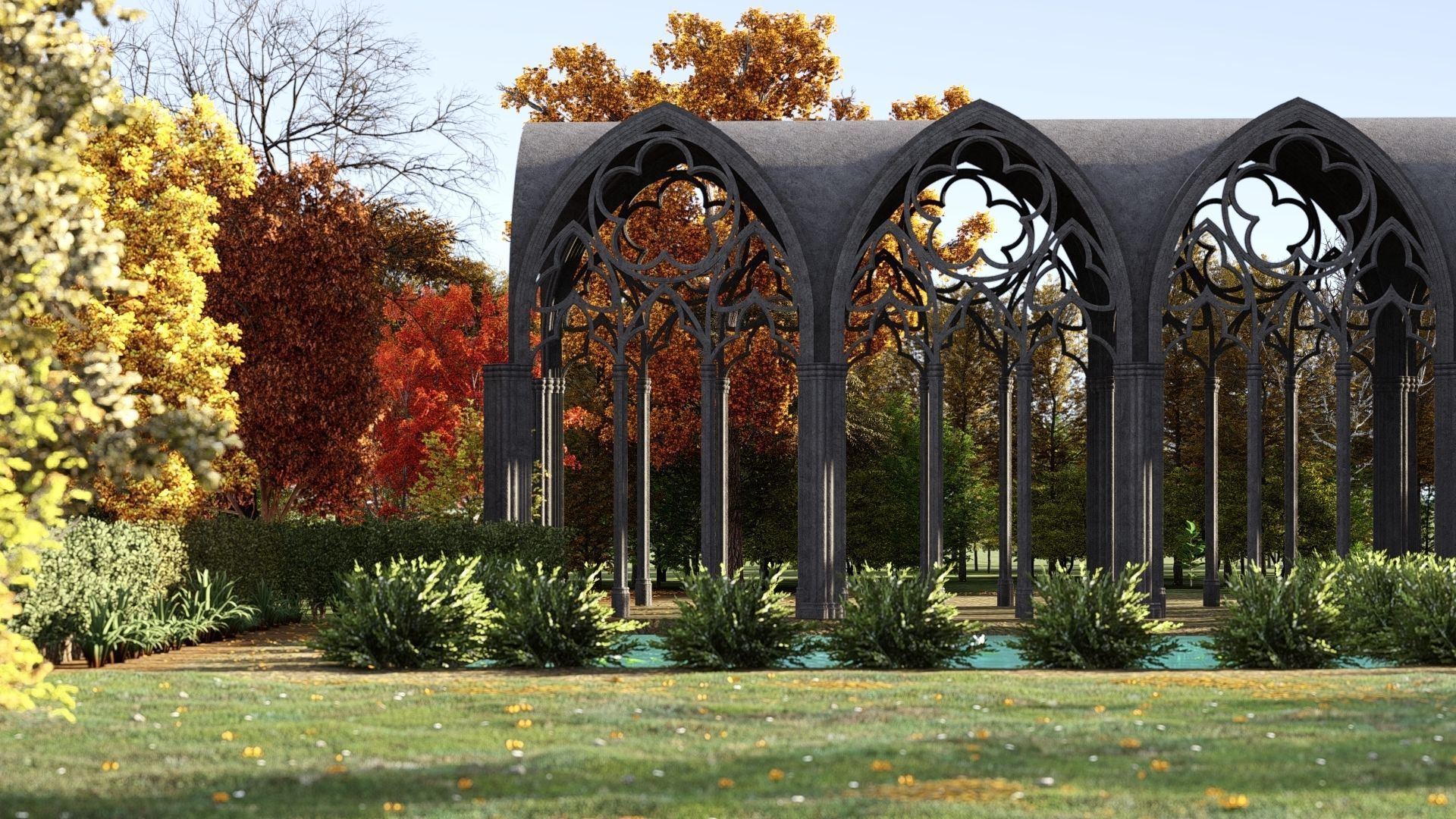 Gothic Vaulted Ceiling Kitbash - Modular Unit Architecture 3D model_7