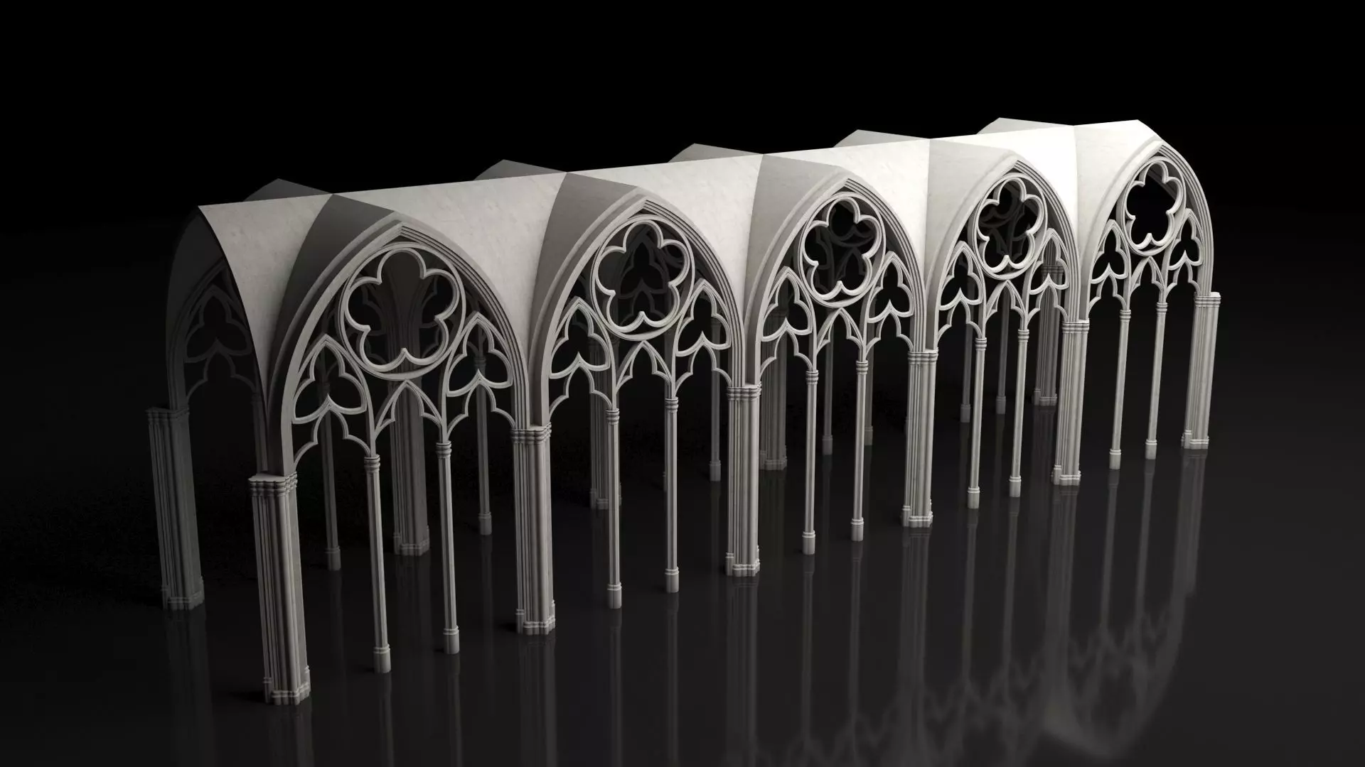 Gothic Vaulted Ceiling Kitbash - Modular Unit Architecture 3D model_0