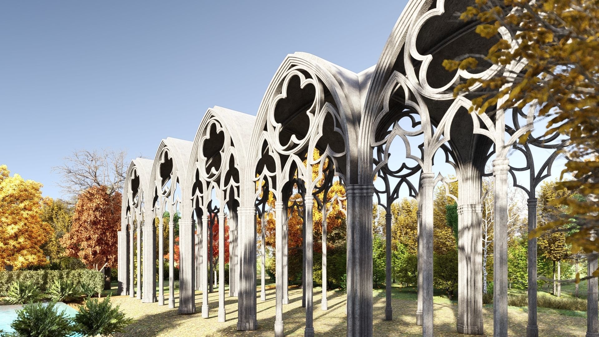 Gothic Vaulted Ceiling Kitbash - Modular Unit Architecture 3D model_8