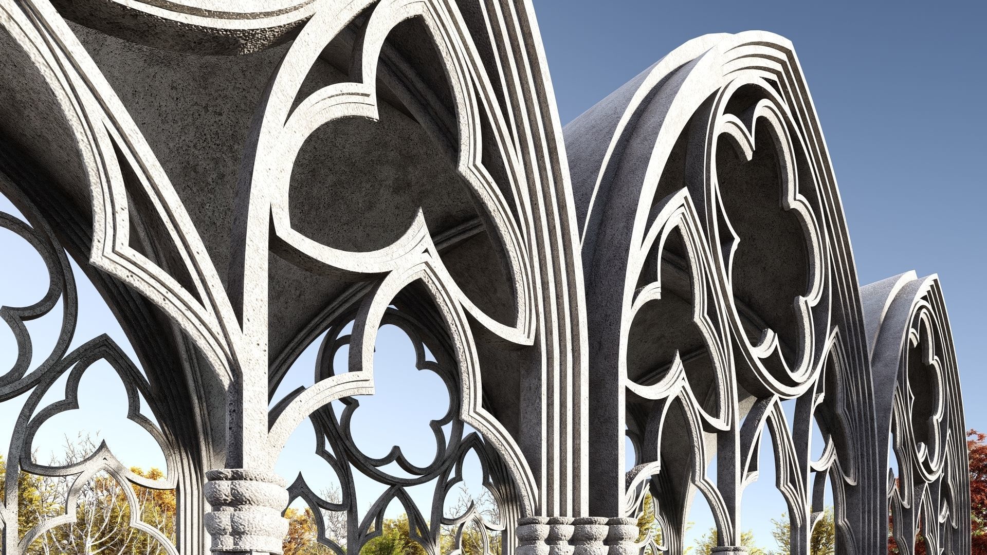 Gothic Vaulted Ceiling Kitbash - Modular Unit Architecture 3D model_11