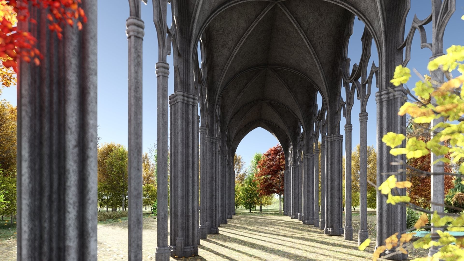 Gothic Vaulted Ceiling Kitbash - Modular Unit Architecture 3D model_10