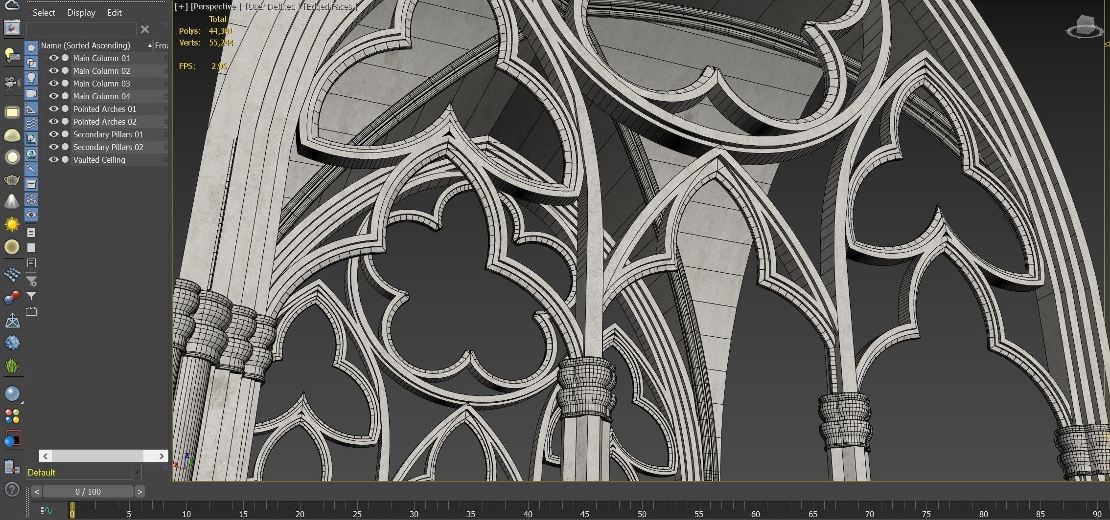 Gothic Vaulted Ceiling Kitbash - Modular Unit Architecture 3D model_13