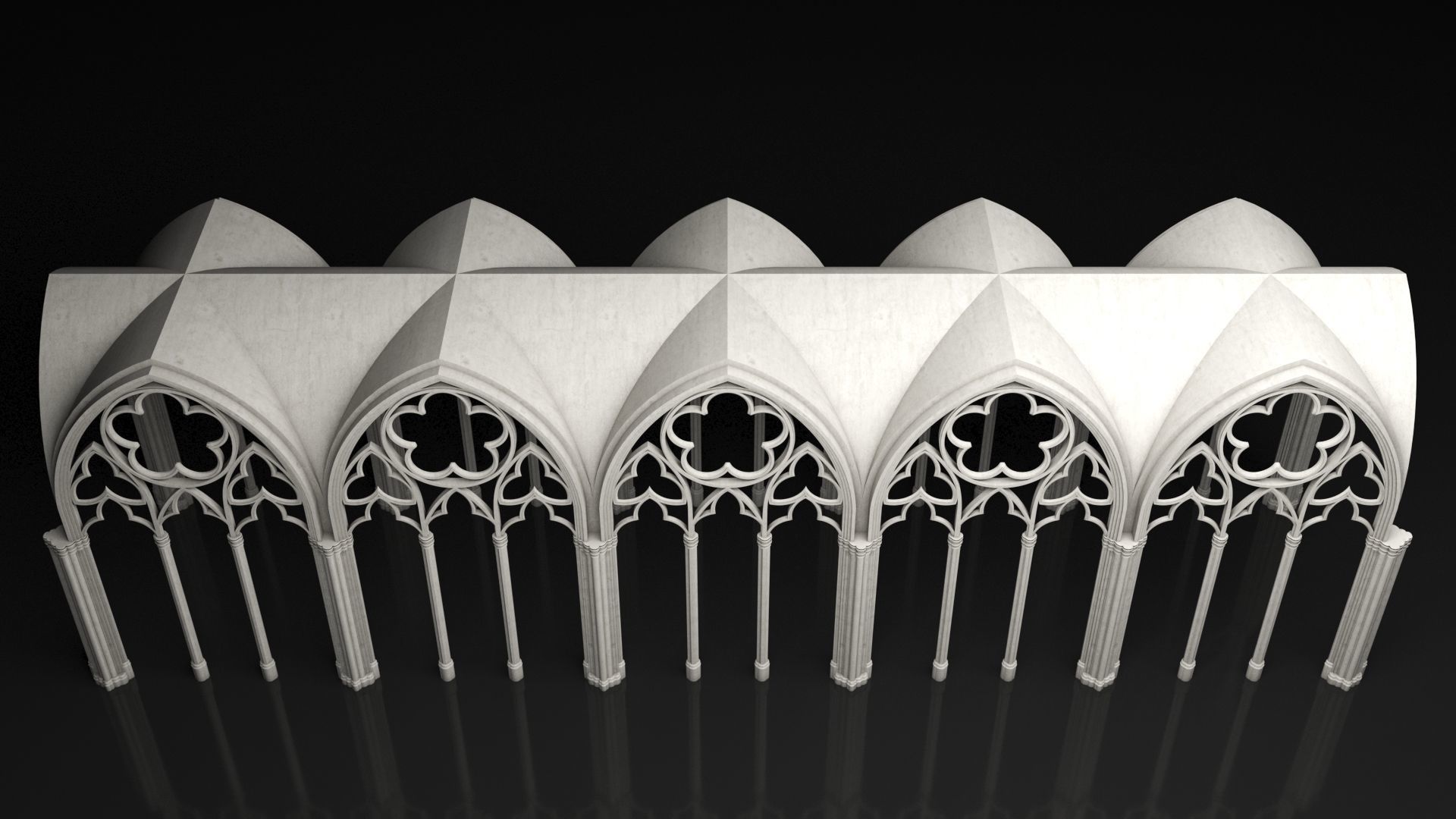 Gothic Vaulted Ceiling Kitbash - Modular Unit Architecture 3D model_3