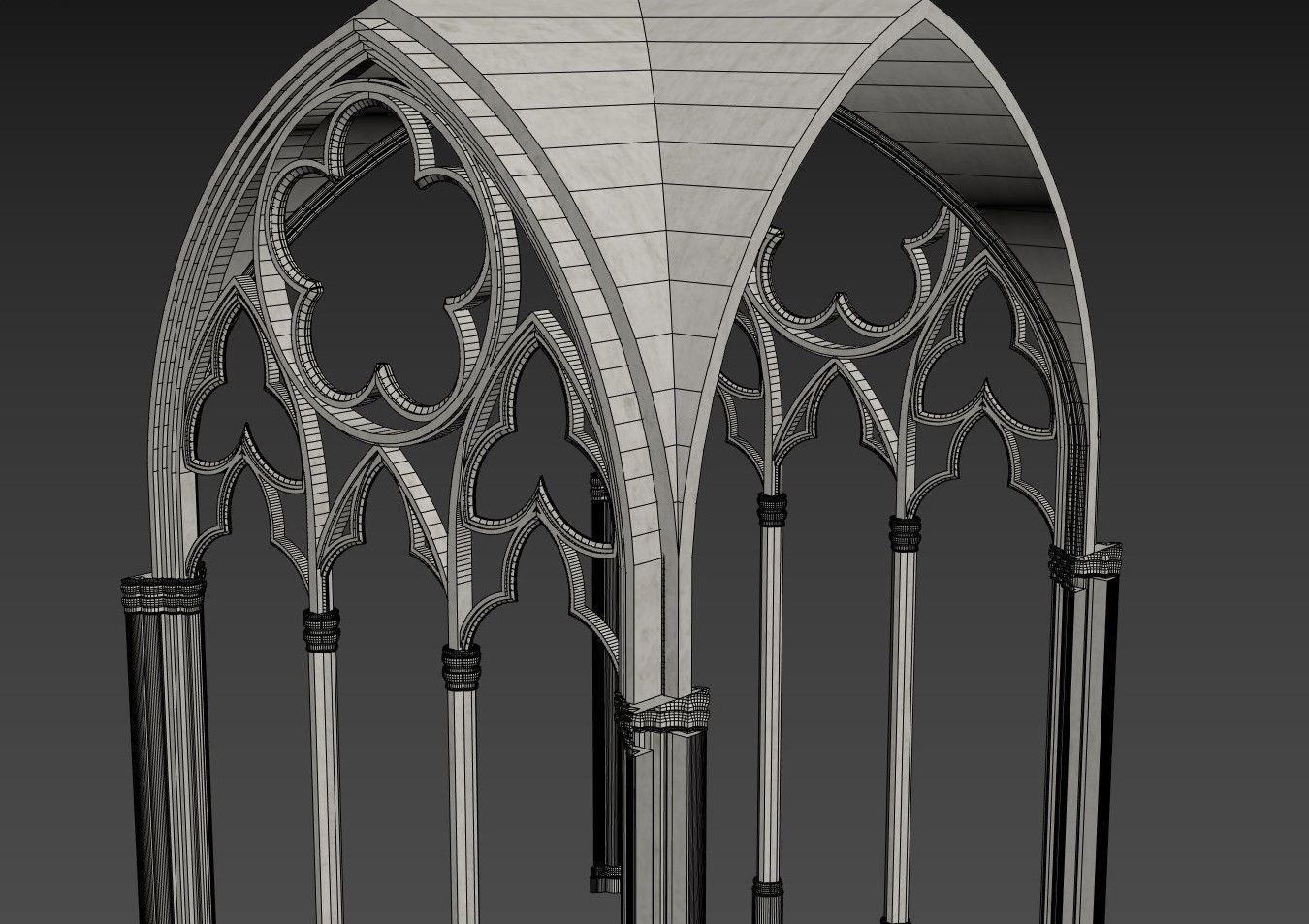 Gothic Vaulted Ceiling Kitbash - Modular Unit Architecture 3D model_14