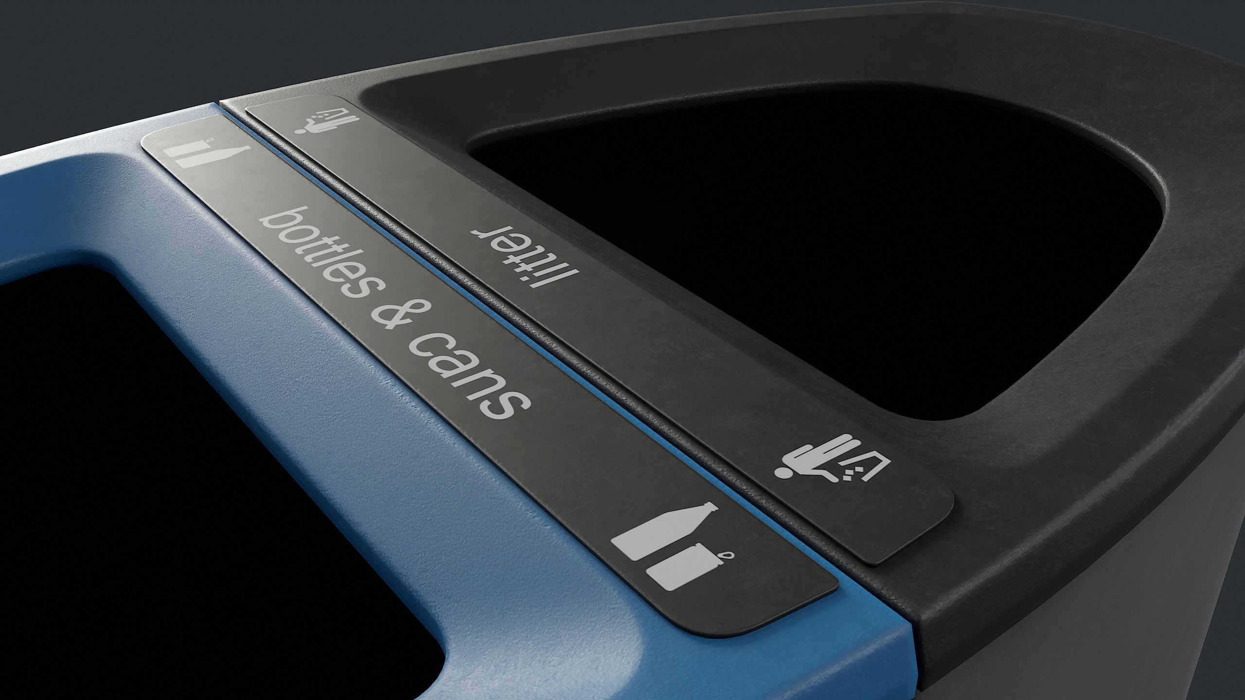 Street Trash Can 22 PBR Game Ready Low-poly 3D model_11