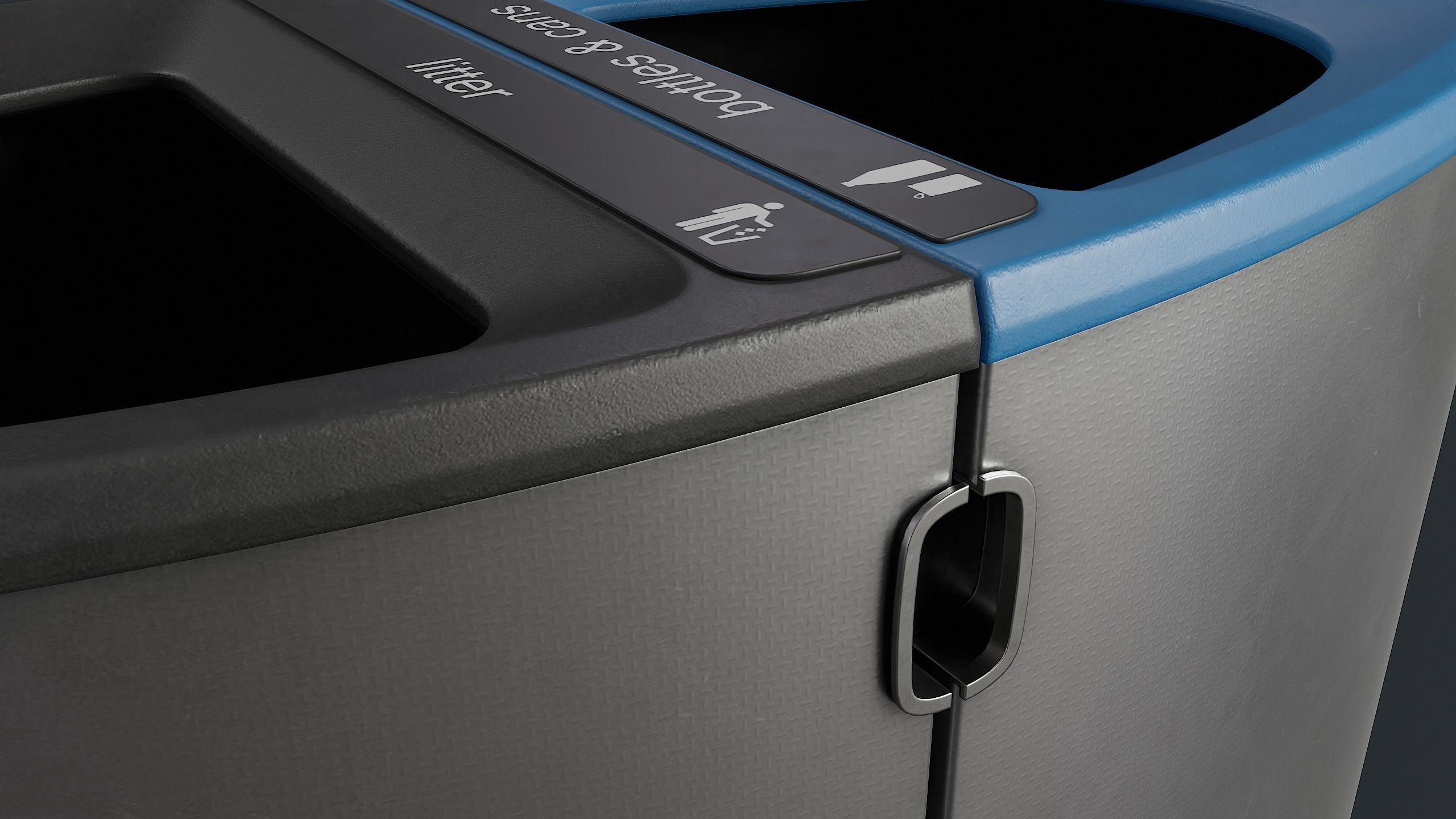 Street Trash Can 22 PBR Game Ready Low-poly 3D model_9