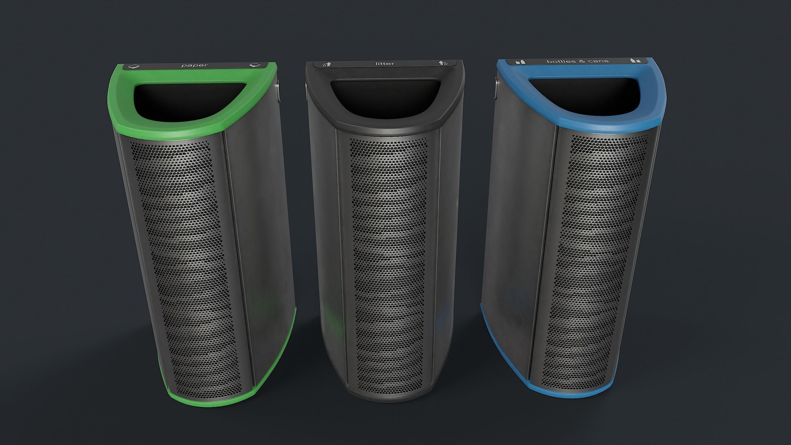 Street Trash Can 22 PBR Game Ready Low-poly 3D model_17