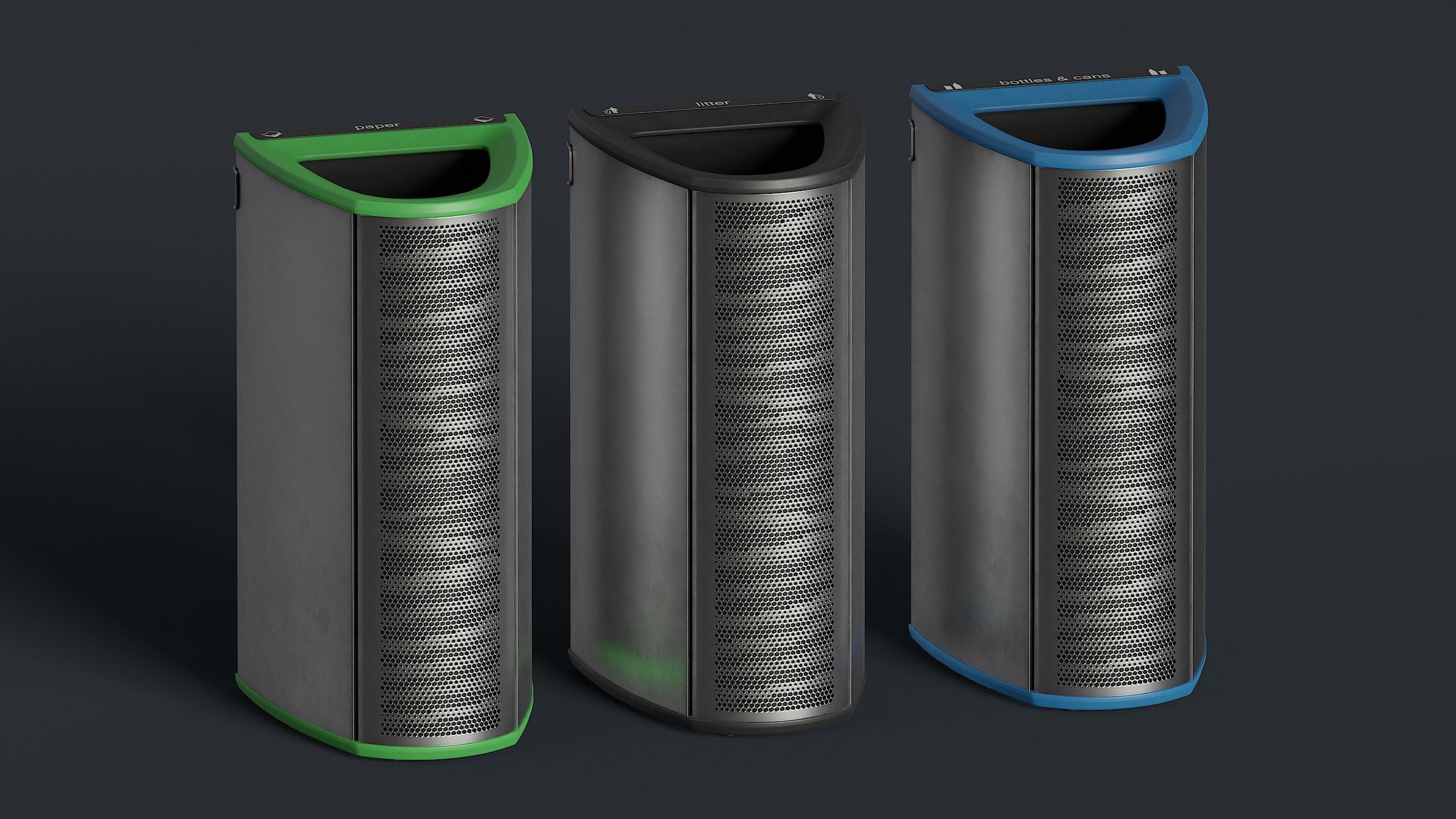 Street Trash Can 22 PBR Game Ready Low-poly 3D model_19