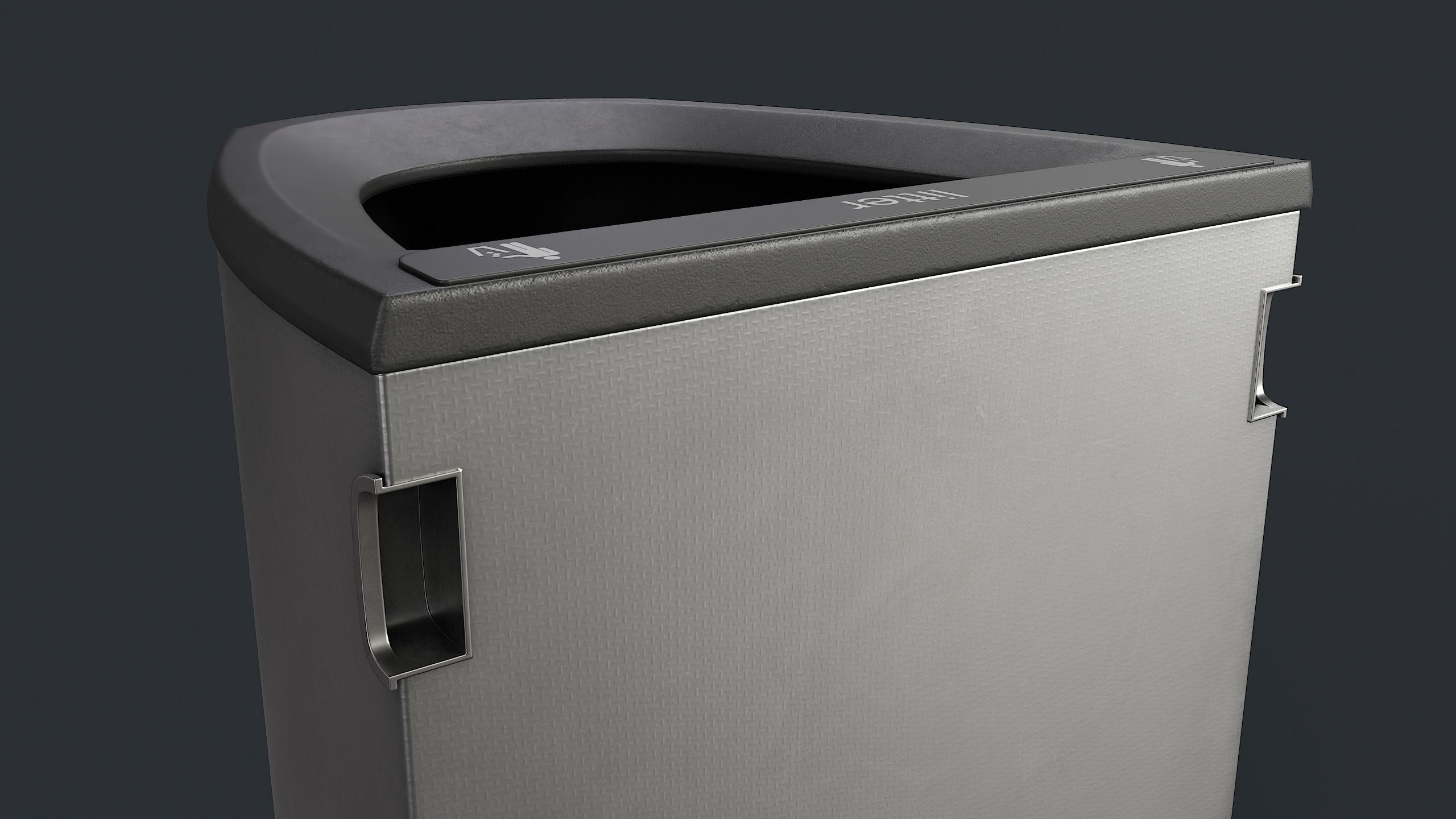 Street Trash Can 22 PBR Game Ready Low-poly 3D model_15