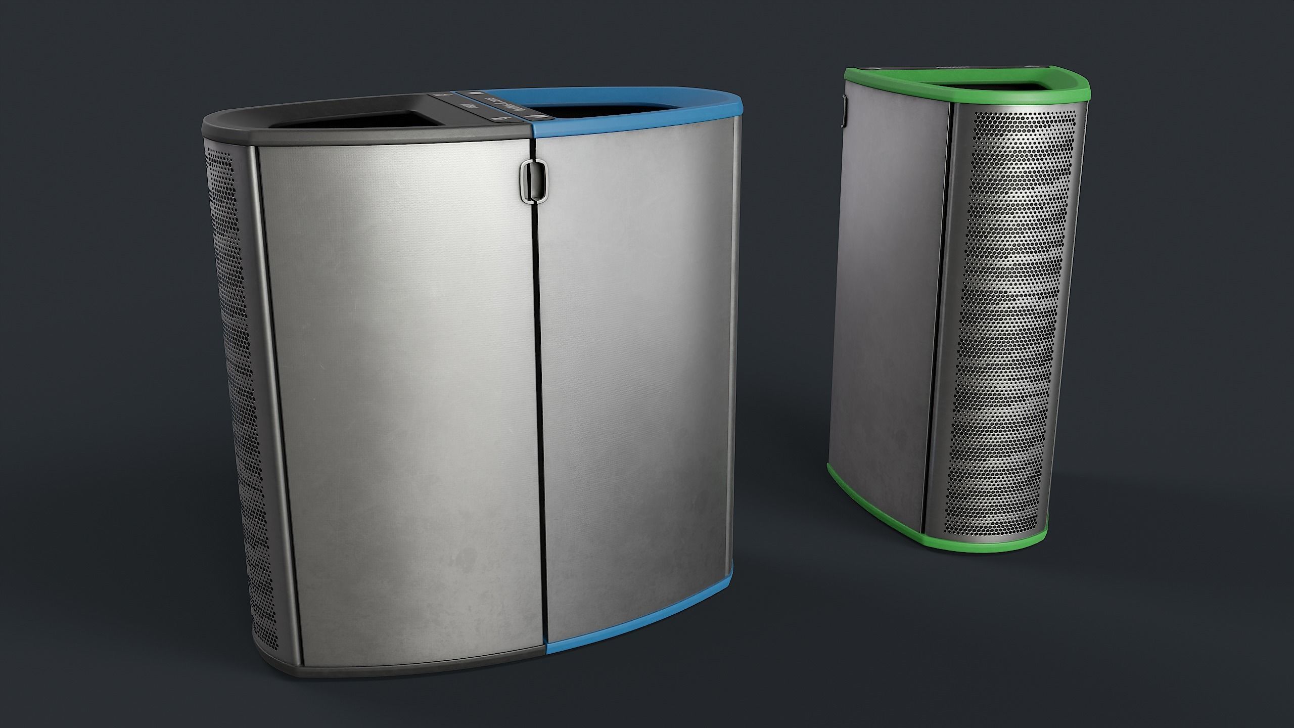Street Trash Can 22 PBR Game Ready Low-poly 3D model_1