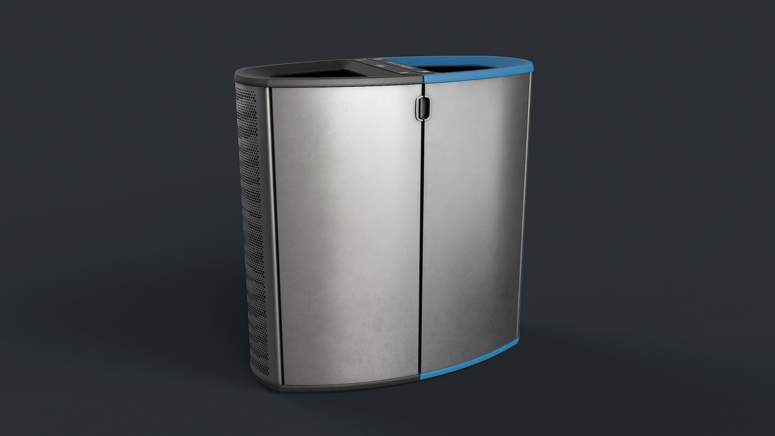 Street Trash Can 22 PBR Game Ready Low-poly 3D model_2