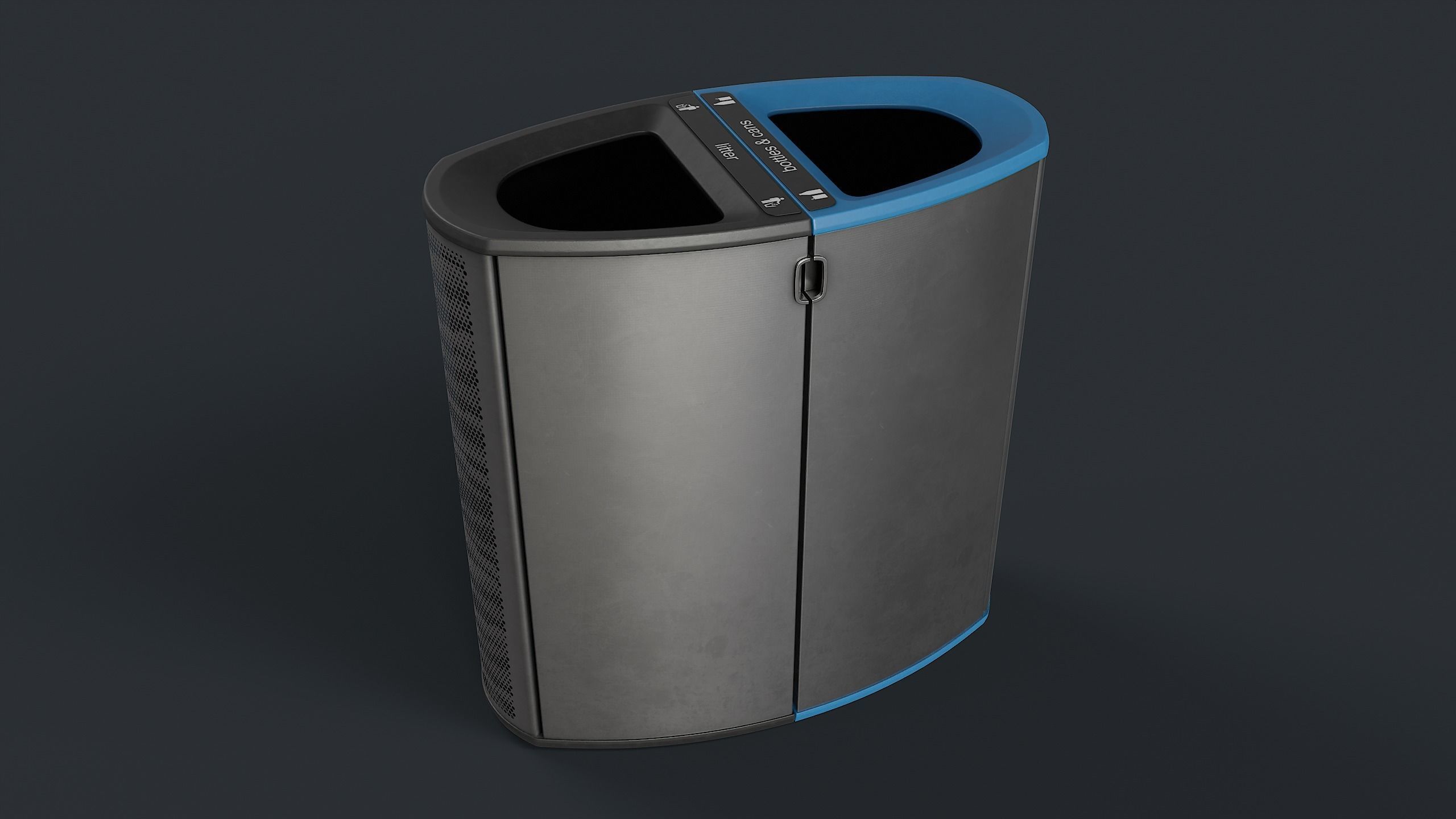 Street Trash Can 22 PBR Game Ready Low-poly 3D model_3