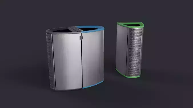 Street Trash Can 22 PBR Game Ready Low-poly 3D model