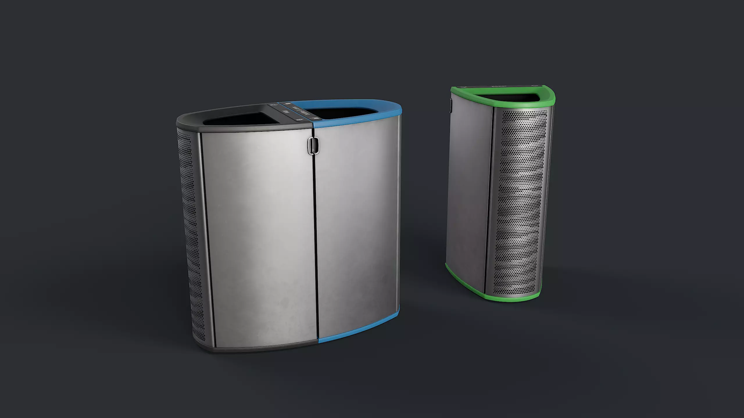 Street Trash Can 22 PBR Game Ready Low-poly 3D model_0