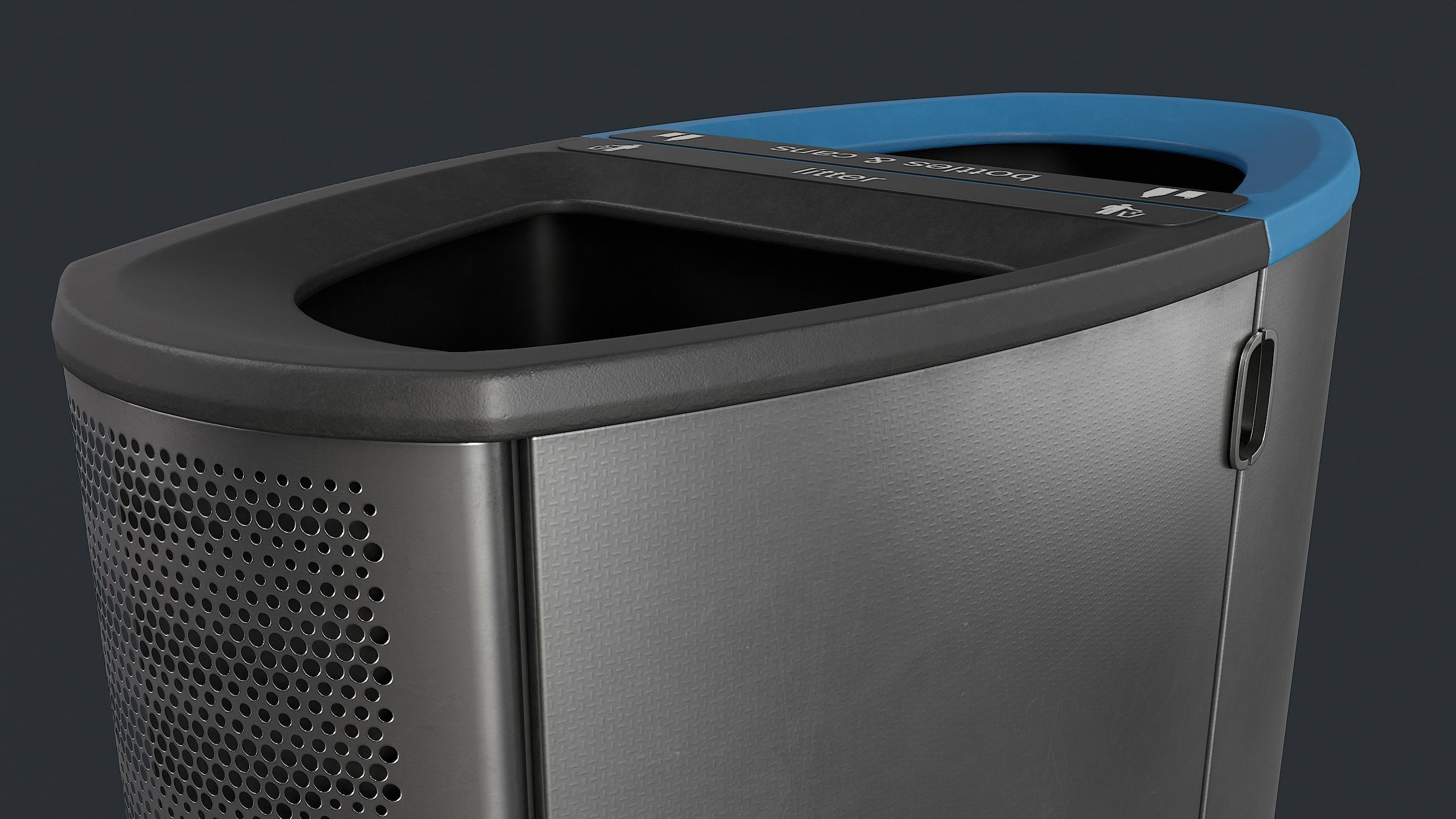 Street Trash Can 22 PBR Game Ready Low-poly 3D model_8