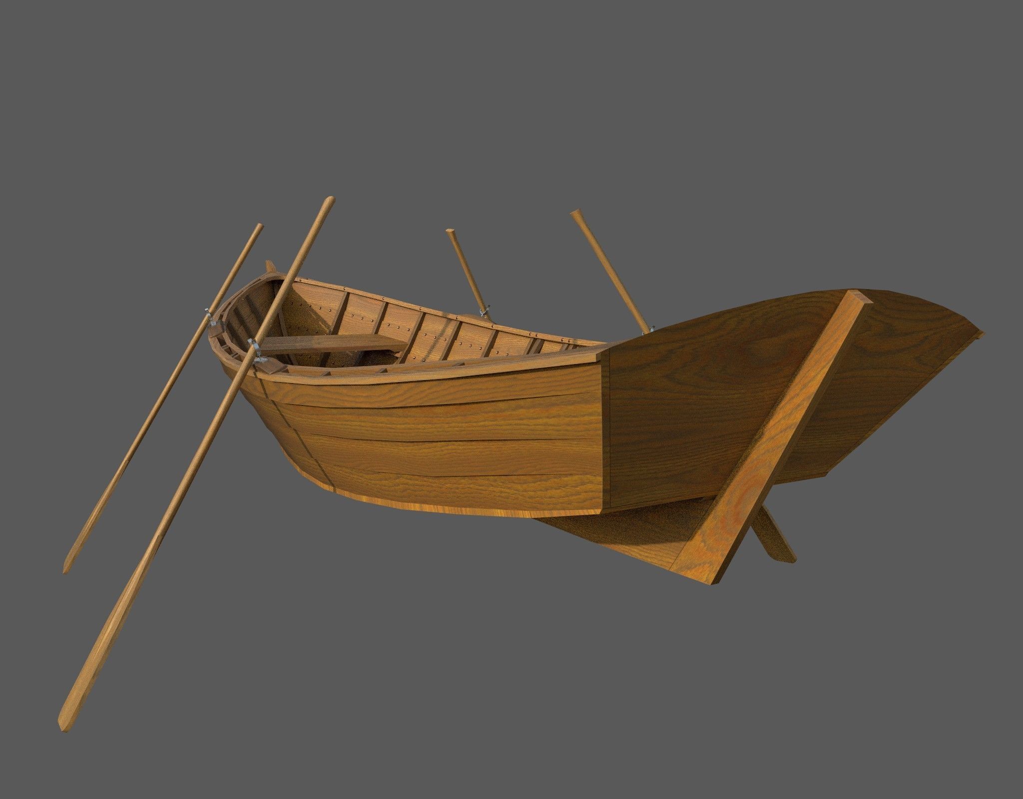 Wooden boat with new and old textures Low-poly 3D model_18