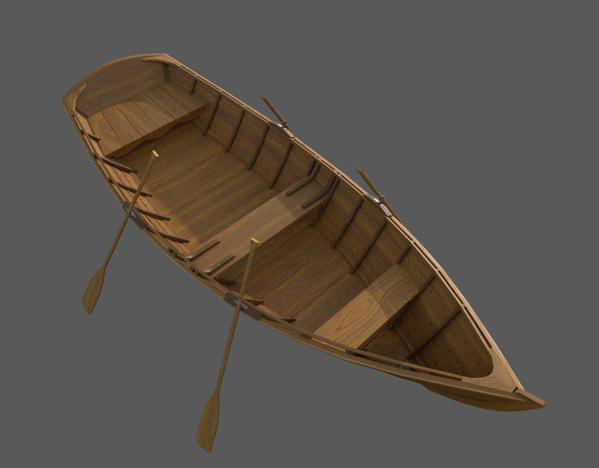 Wooden boat with new and old textures Low-poly 3D model_16