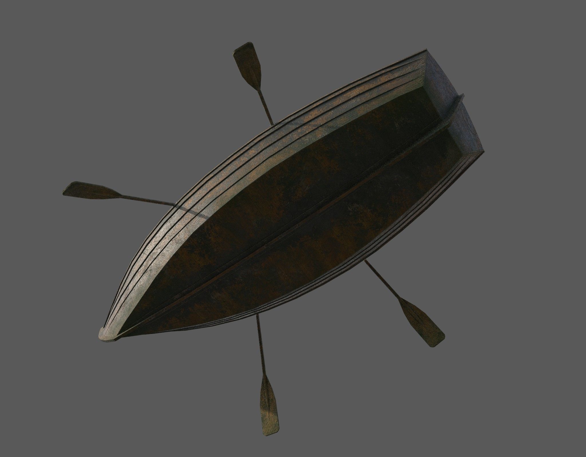 Wooden boat with new and old textures Low-poly 3D model_10